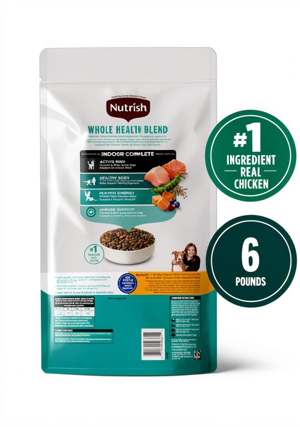 Nutrish Indoor Complete Chicken Lentils & Salmon Dry Cat Food 6 lb-2