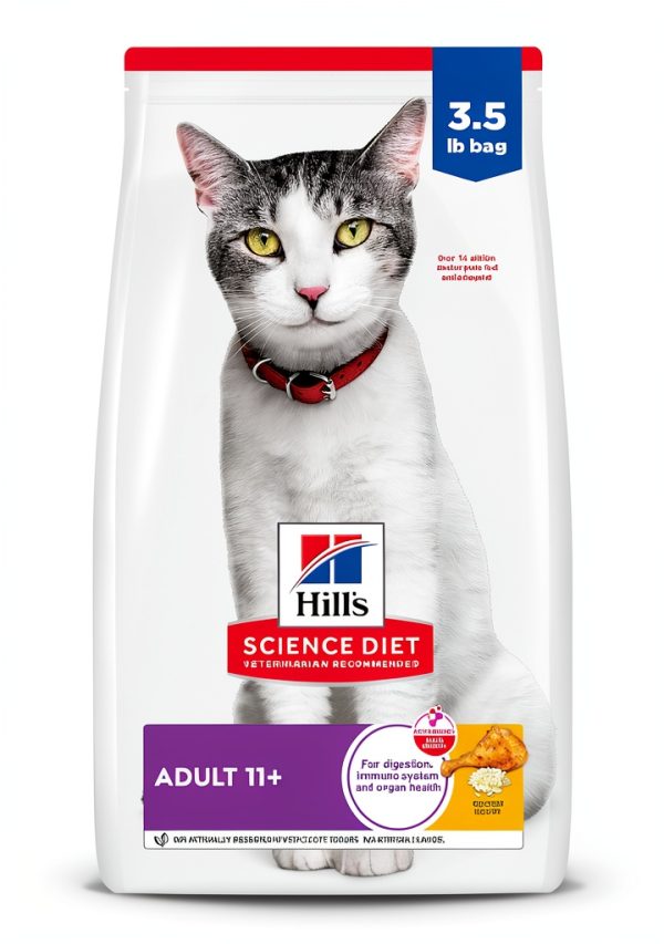 Hills Science Diet Adult 11+ Senior Dry Cat Food - Chicken 3.5 lb-0