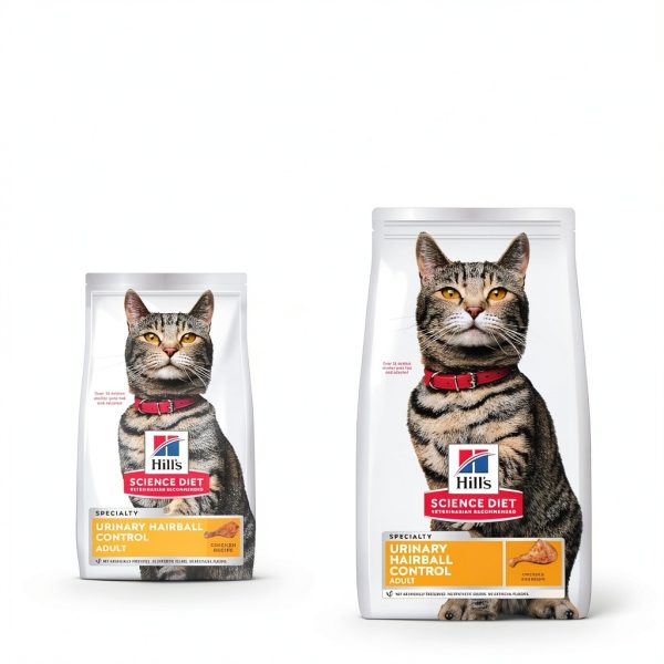 Hill's Science Diet Urinary Hairball Control, Adult 1-6, Urinary Track Health & Hairball Control Support, Dry Cat Food, Chicken Recipe, 7 lb Bag-1