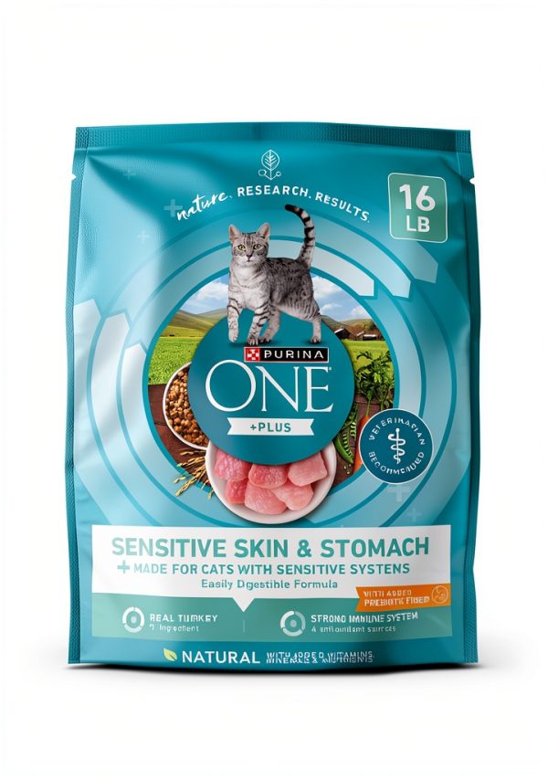 Purina ONE Sensitive Stomach Dry Cat Food Turkey 16 lb Natural Formula-0