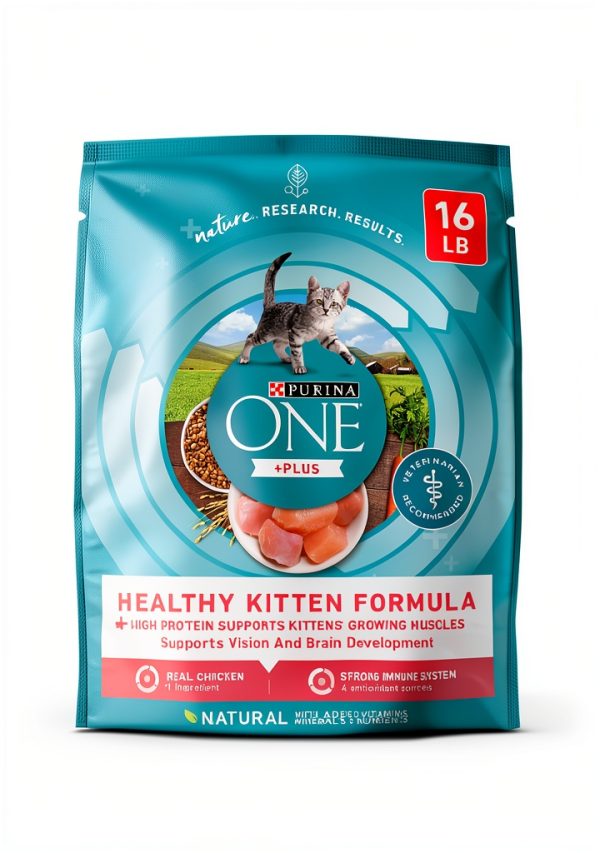 Purina ONE High Protein Kitten Food - Natural Dry 16lb - Chicken & DHA-0