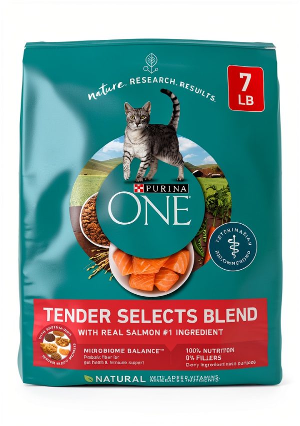 Purina ONE Dry Cat Food Tender Selects with Real Salmon 7 lb-0